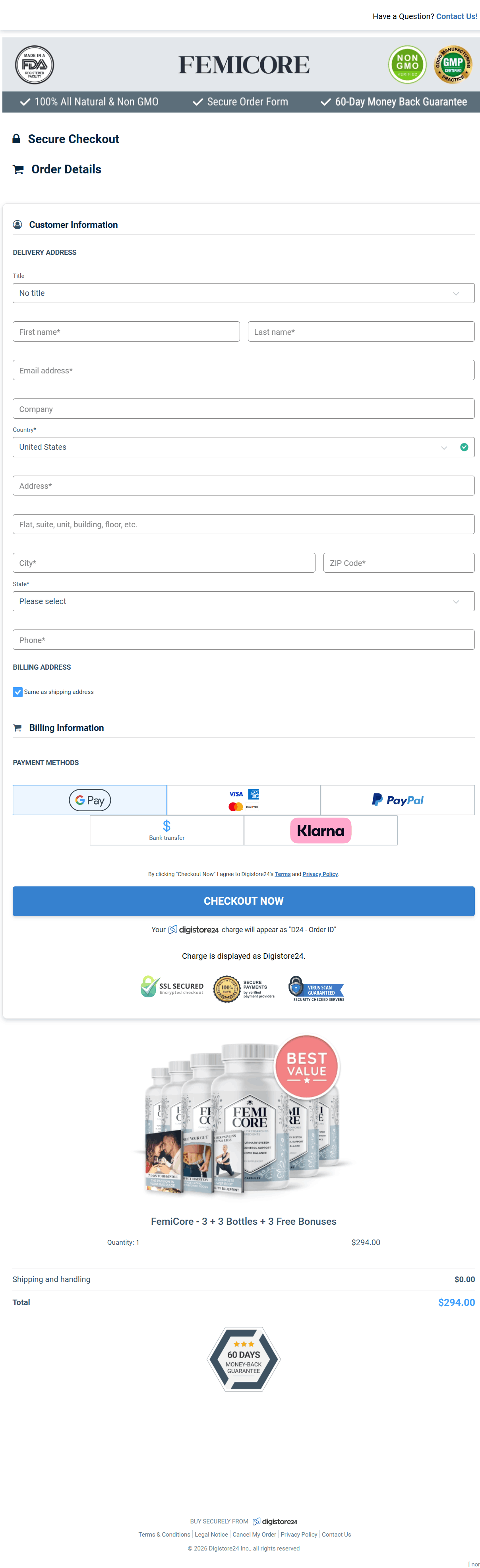 Femicore-Checkout-Page